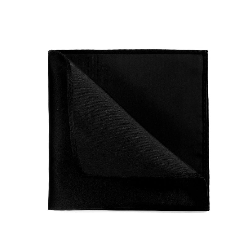fortunatever Men's Handmade Satin Extra Long Necktie,Black Solid Tie With Pocket Square+Gift Box - Image 4